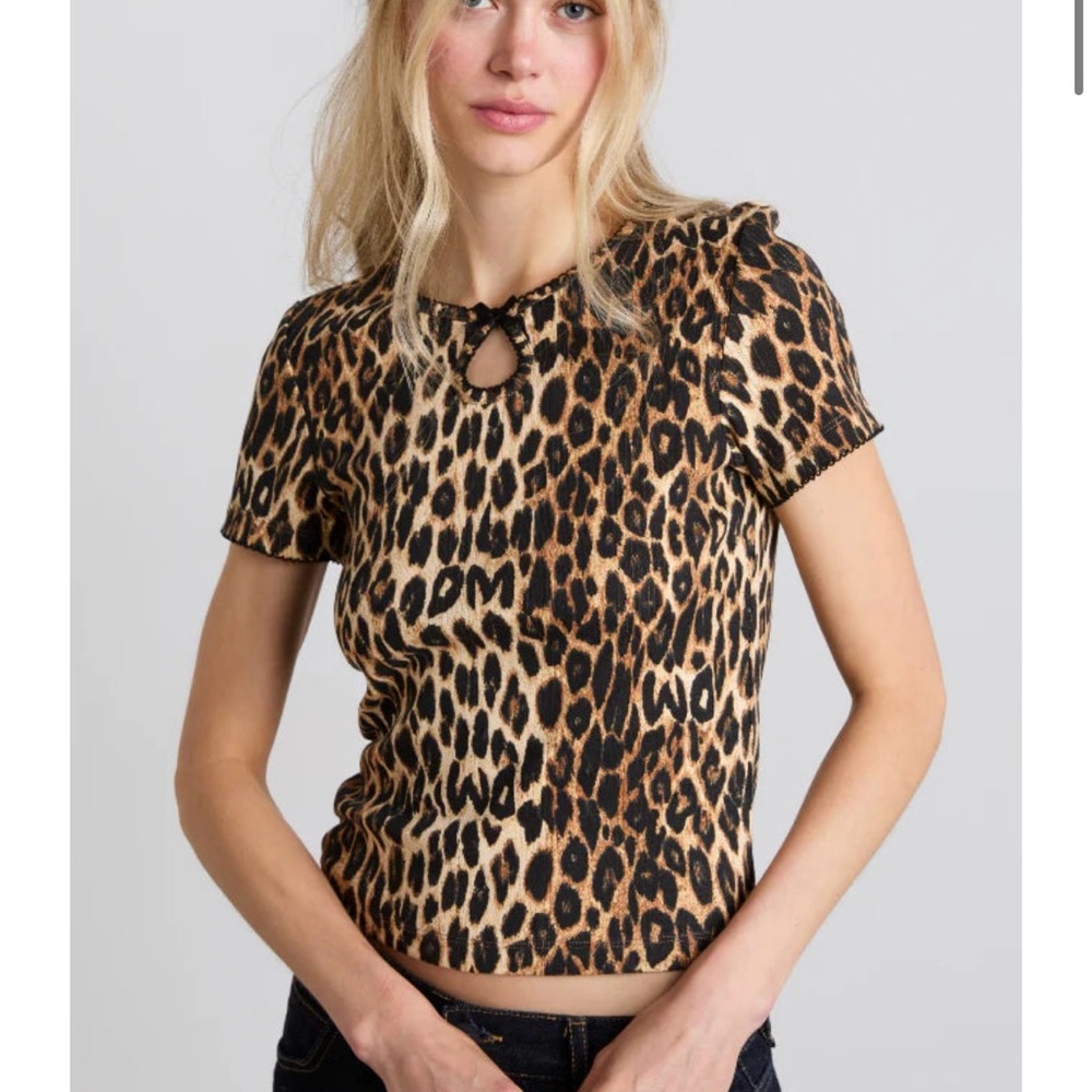 Damson Madder Marnie Pointelle Leopard Tee NWT